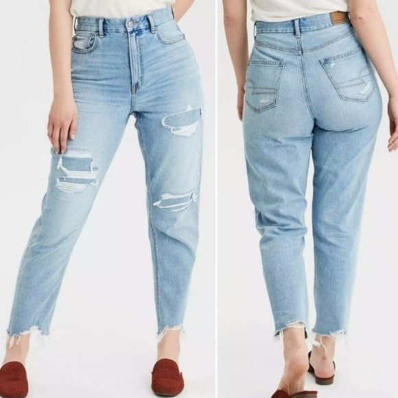 American Eagle Outfitters Denim - American Eagle curvy mom jeans distressed light wash size 6 regular